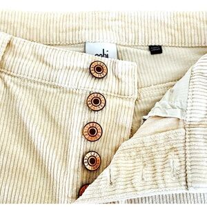 Cabi #4513 Palm Beach Button Fly Cream Wide Corduroy Crop Button Fly